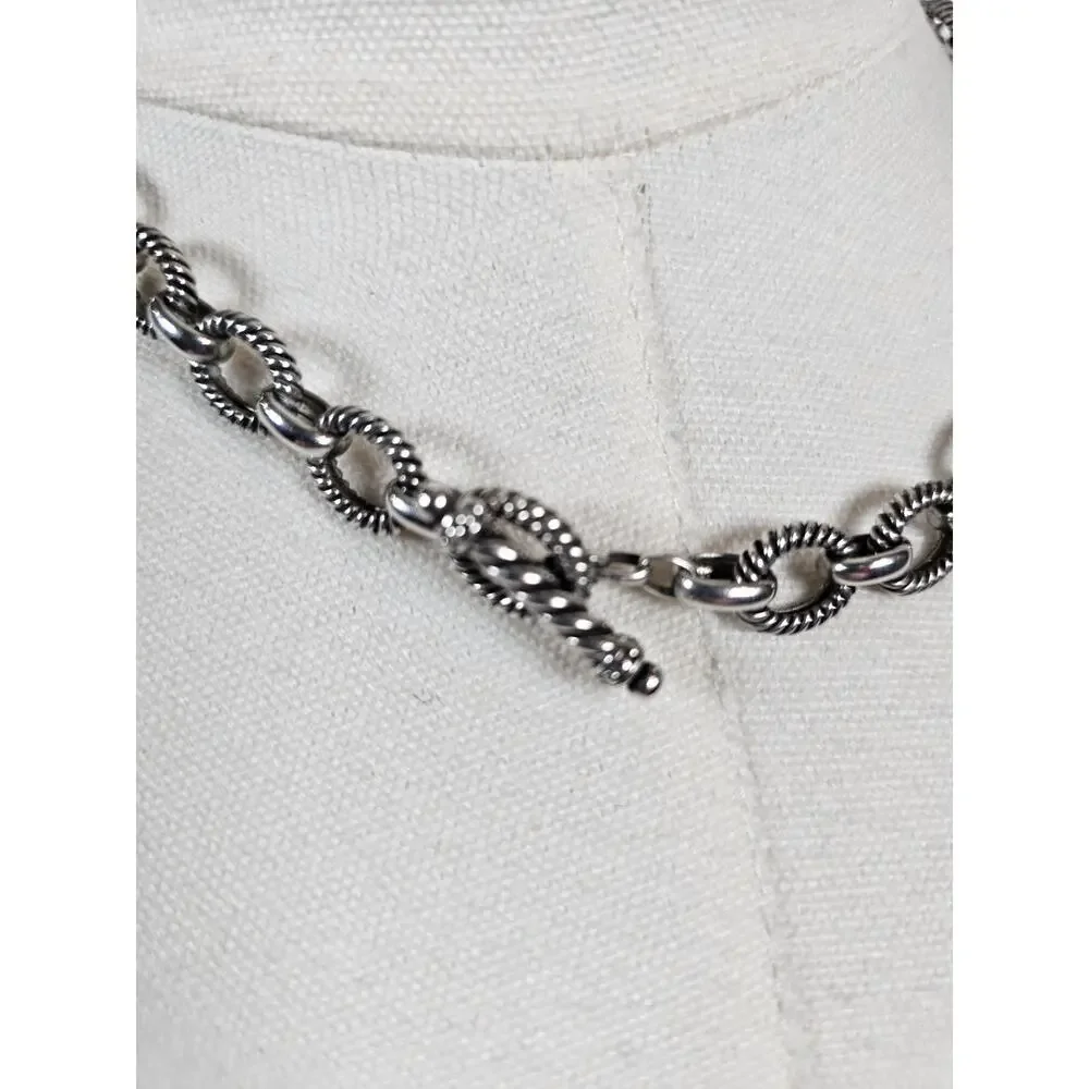 Michelle Albala Sterling Silver Twisted Rolo Cable Chain Toggle Necklace 18in - Picture 2 of 11